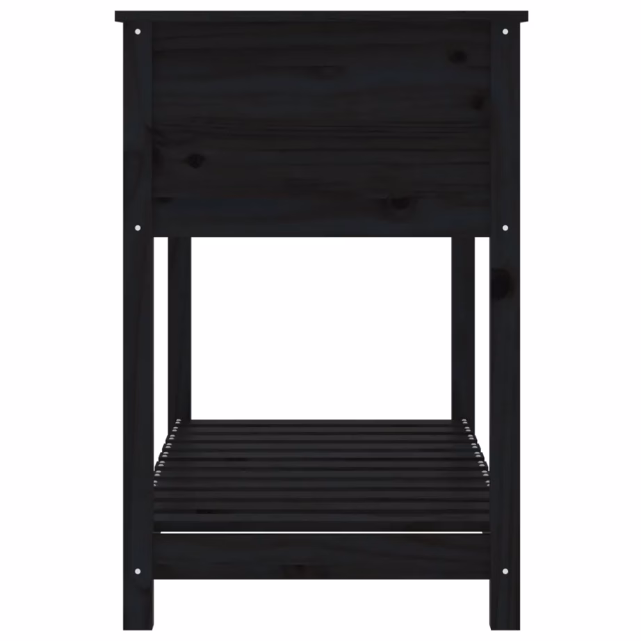 Riiuliga kõrgendatud taimekast, must männipuidust, 111,5 x 54 x 81 cm – 6