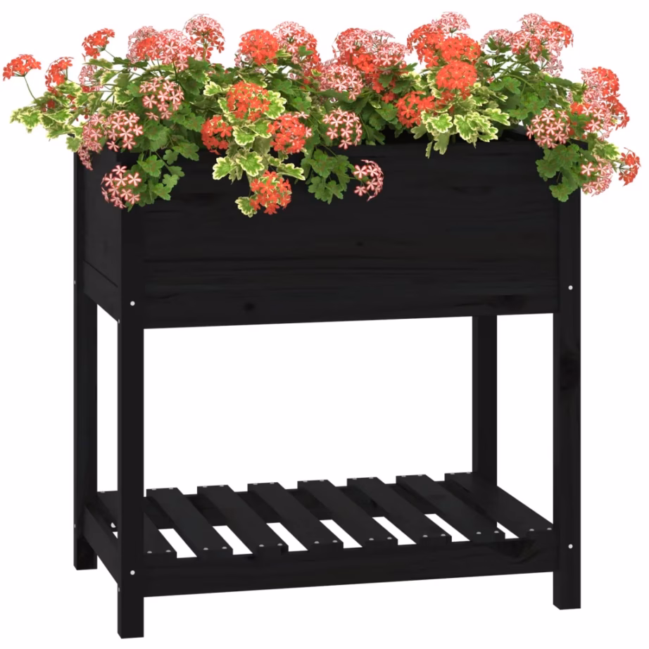 Riiuliga taimekast, must männipuidust, 82,5 x 54 x 81 cm – 4