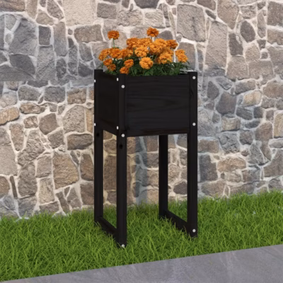 Männipuidust tõstetud taimekast, must, 40 x 40 x 81 cm