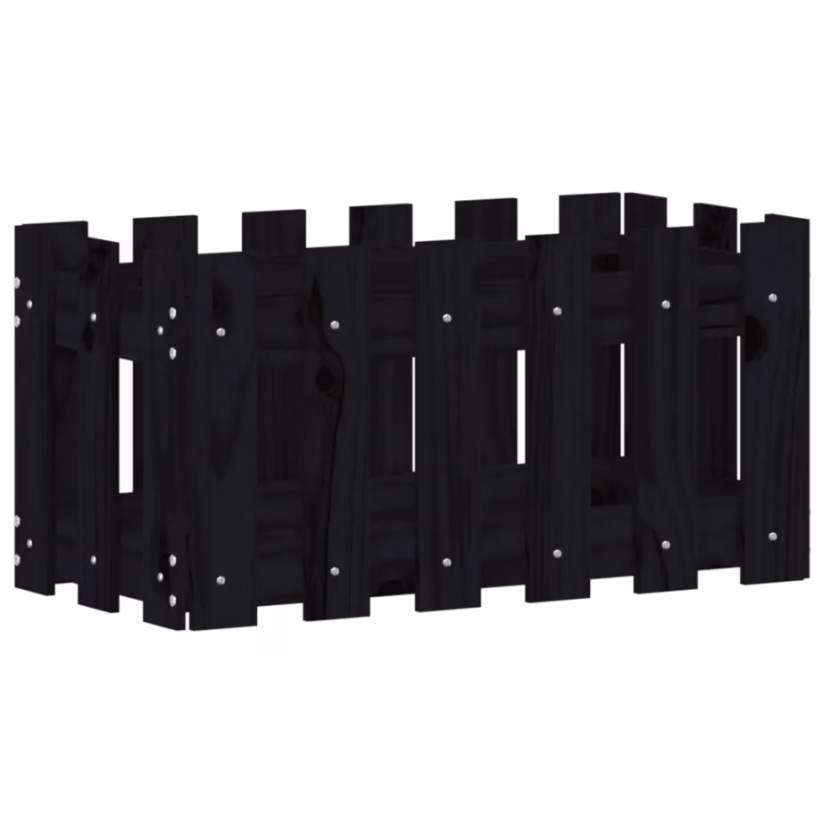 Aiapiirde stiilis männipuidust taimekast, must, 60 x 30 x 30 cm – 2