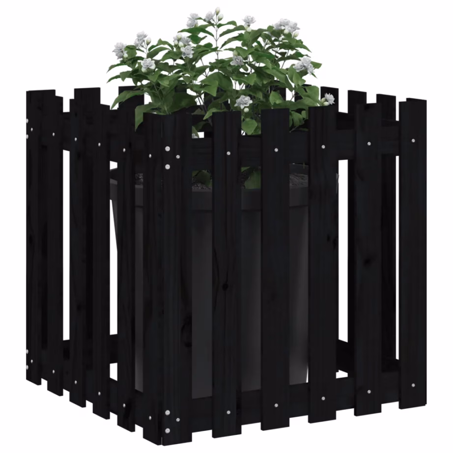 Lippaia stiilis taimekast, must männipuidust, 60 x 60 x 60 cm – 3