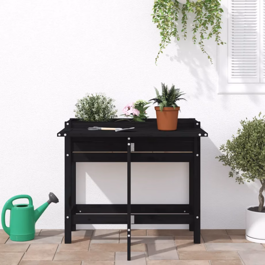 Must männipuidust kõrgendatud taimekast kokkupandava lauaplaadiga, 84 x 73 x 75 cm – 3