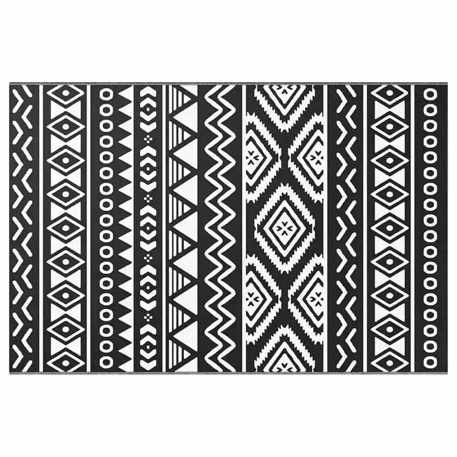 Must õuevaip jacquard-mustriga, ARAKIL, 120 x 180 cm, polüpropüleen – 2