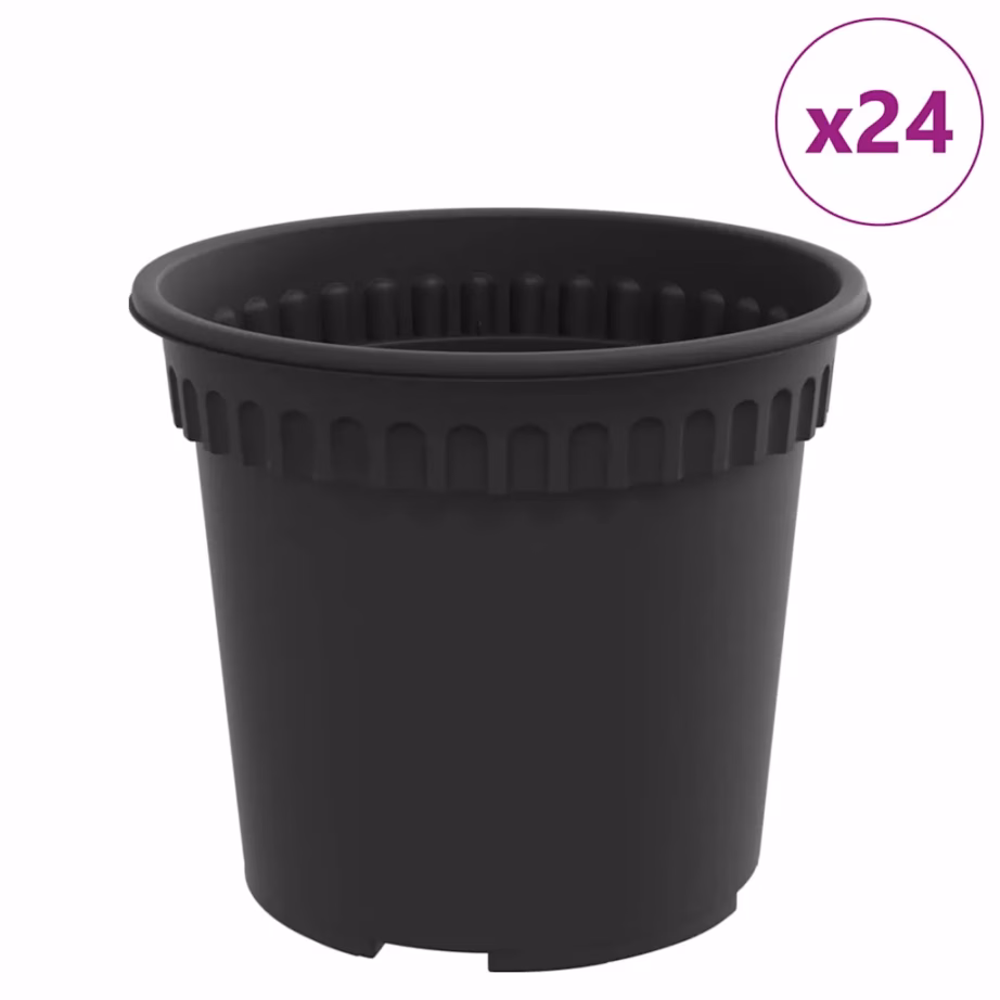 Ümmargune plastist lillepott drenaažiavadega, must, Ø 15 x 12 cm, 24 tk – 2