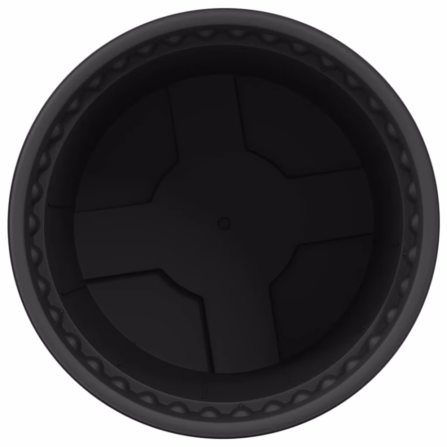 Ümmargune plastist lillepott drenaažiavadega, must, Ø 15 x 12 cm, 24 tk – 6