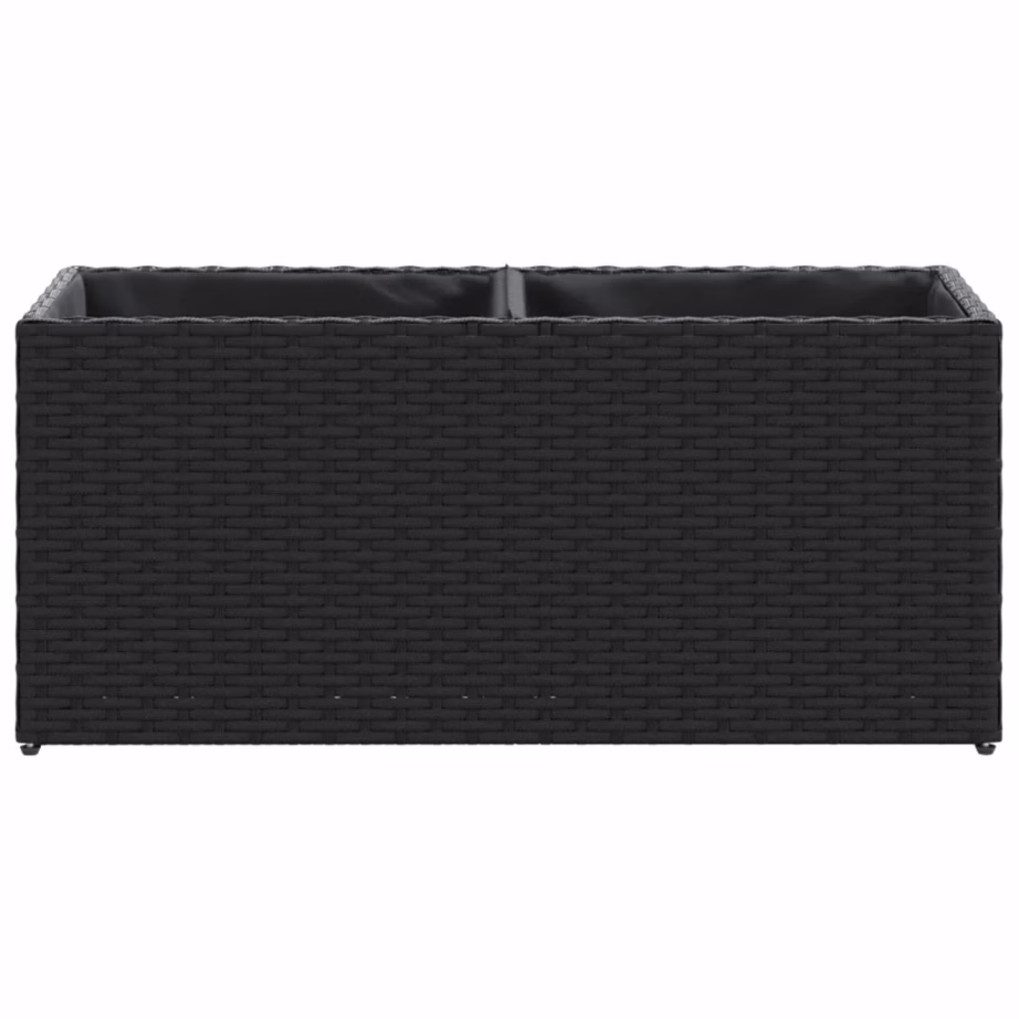 Must polürotangist taimekast 2 riidest sisekotiga, 72 x 30 x 32 cm – 5