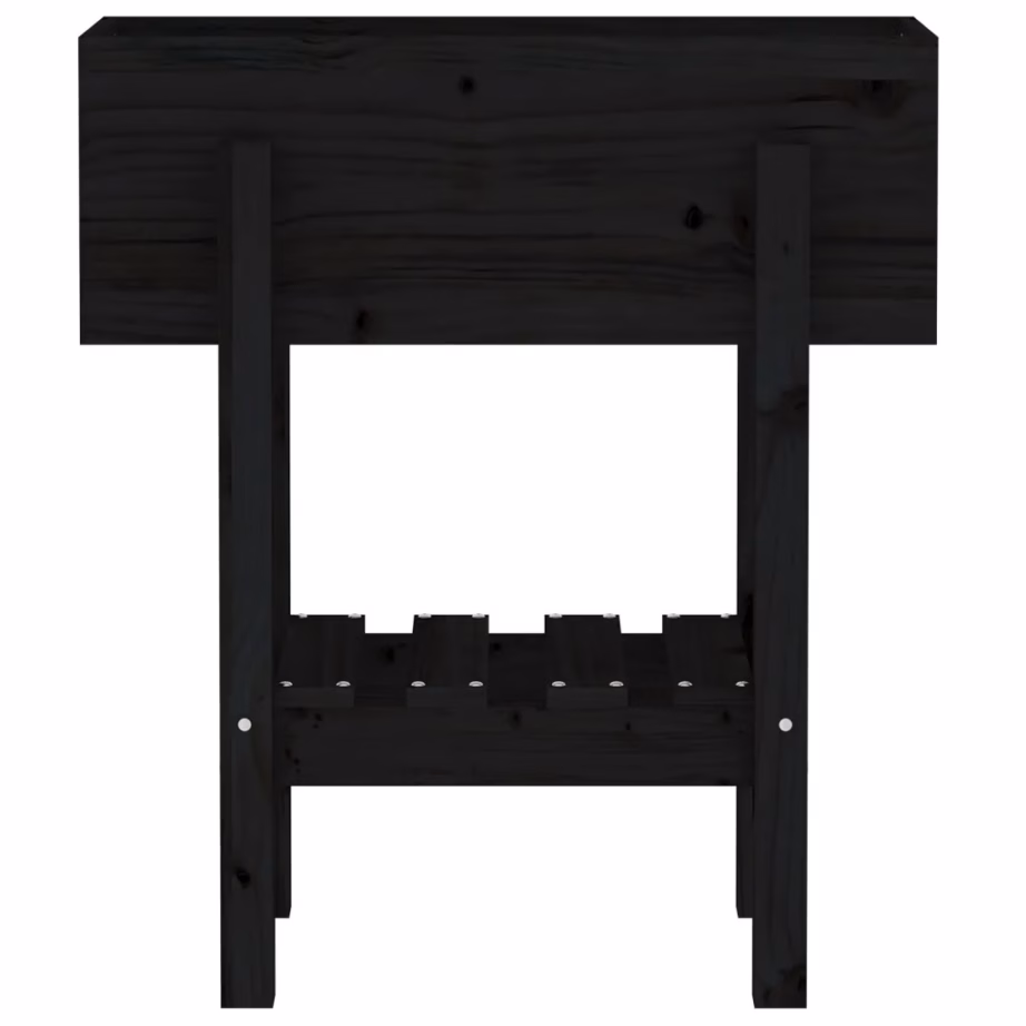Kõrgendatud aia taimekast riiuliga, must männipuit, 62 x 30 x 69 cm – 6
