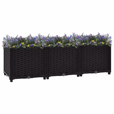 Must polüpropüleenist taimekast, 120 x 40 x 38 cm