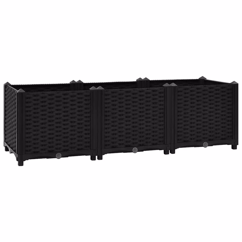Must polüpropüleenist taimekast, 120 x 40 x 38 cm – 2