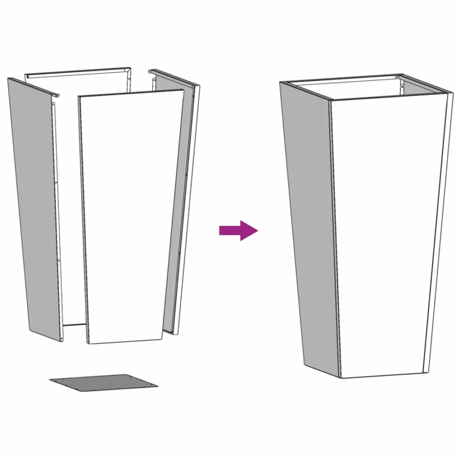 Aia taimekast põhjaga, must külmvaltsitud teras, 35 x 35 x 75 cm – 8