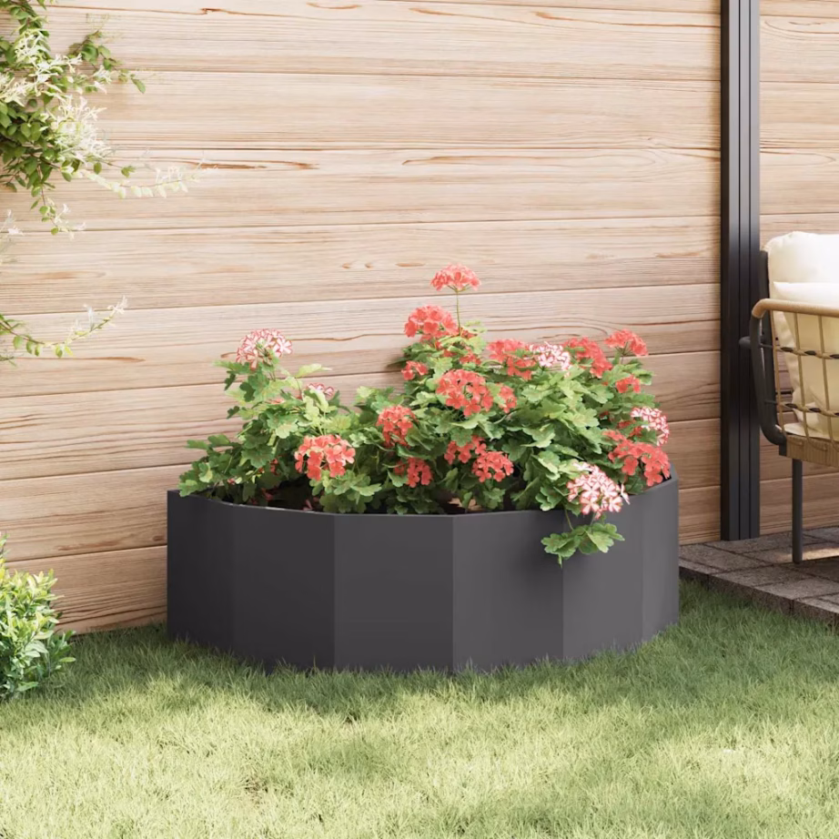 Poolringikujuline terasest taimekast, must, 120 x 60 x 35 cm – 4