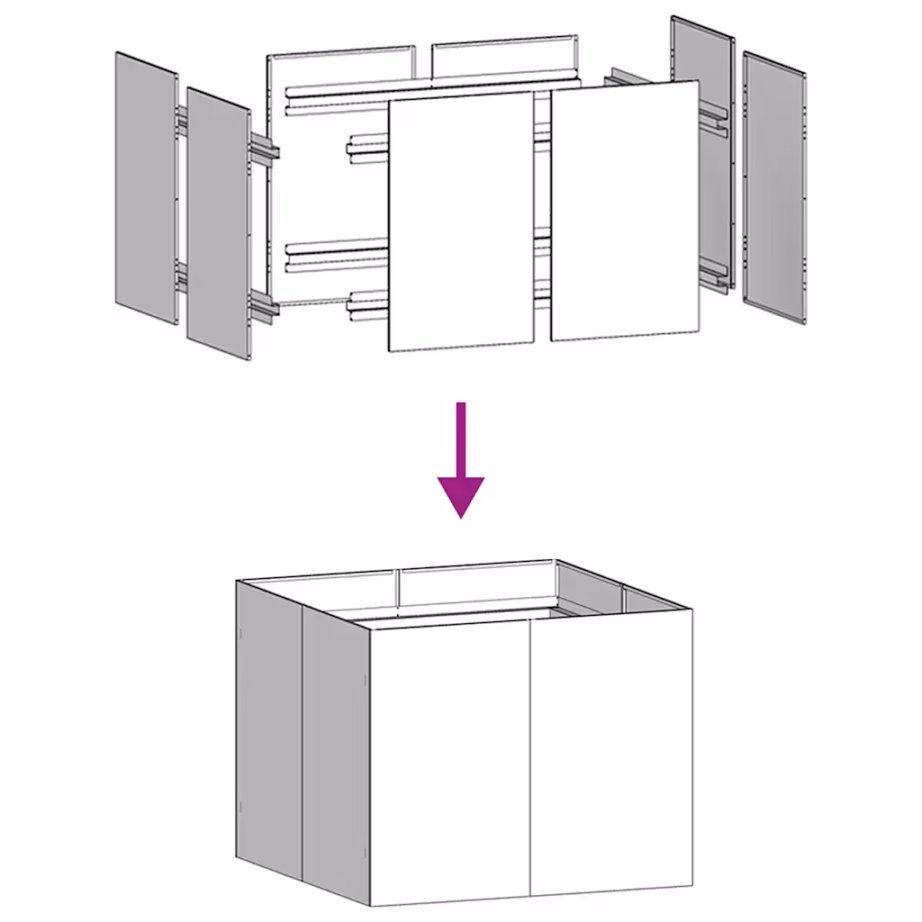Taimekast mustast külmvaltsitud terasest, avatud põhjaga, 100 x 100 x 80 cm – 6