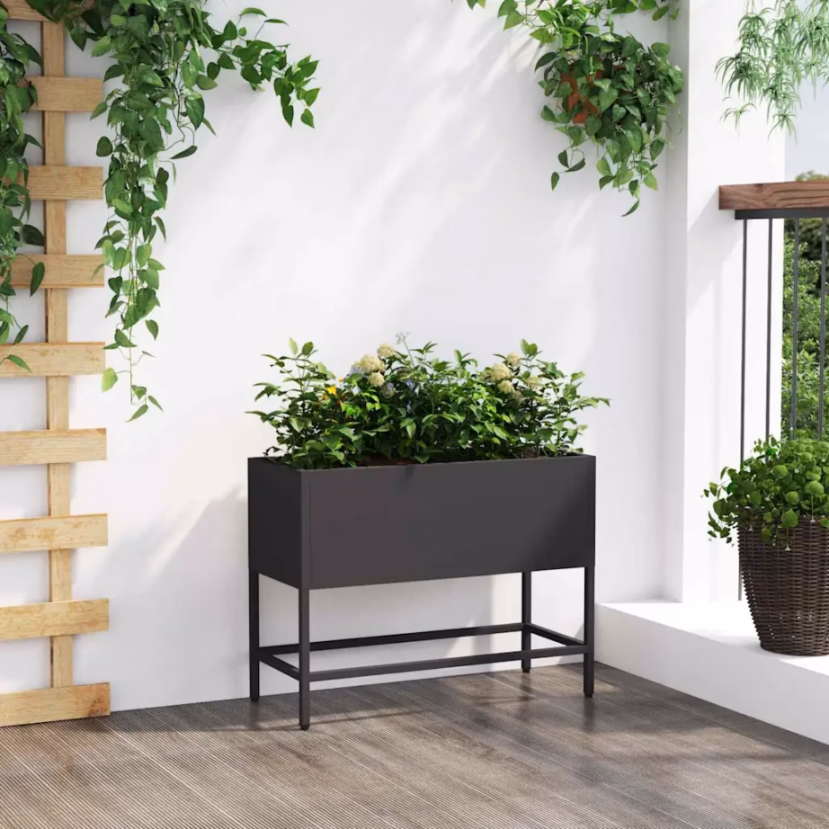 Tõstetud aiataimelava, must teras, 60 x 26 x 45 cm – 4