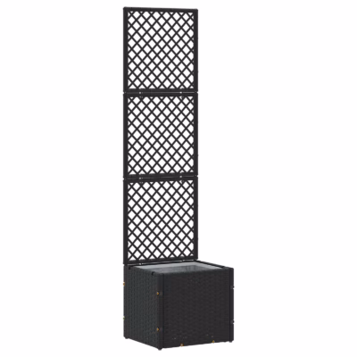 Must trellisega istutuskast ronitaimedele, metallraam, 35 x 30 x 135 cm