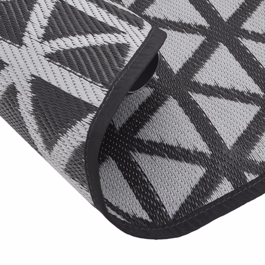 Ümmargune õuevaip ARAKIL, must jacquard-muster, Ø 200 cm, polüpropüleen – 5