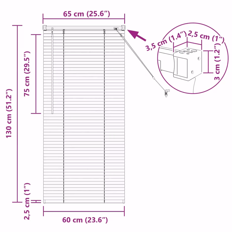 Must alumiiniumist Veneetsia ruloo, 60 x 130 cm – 13