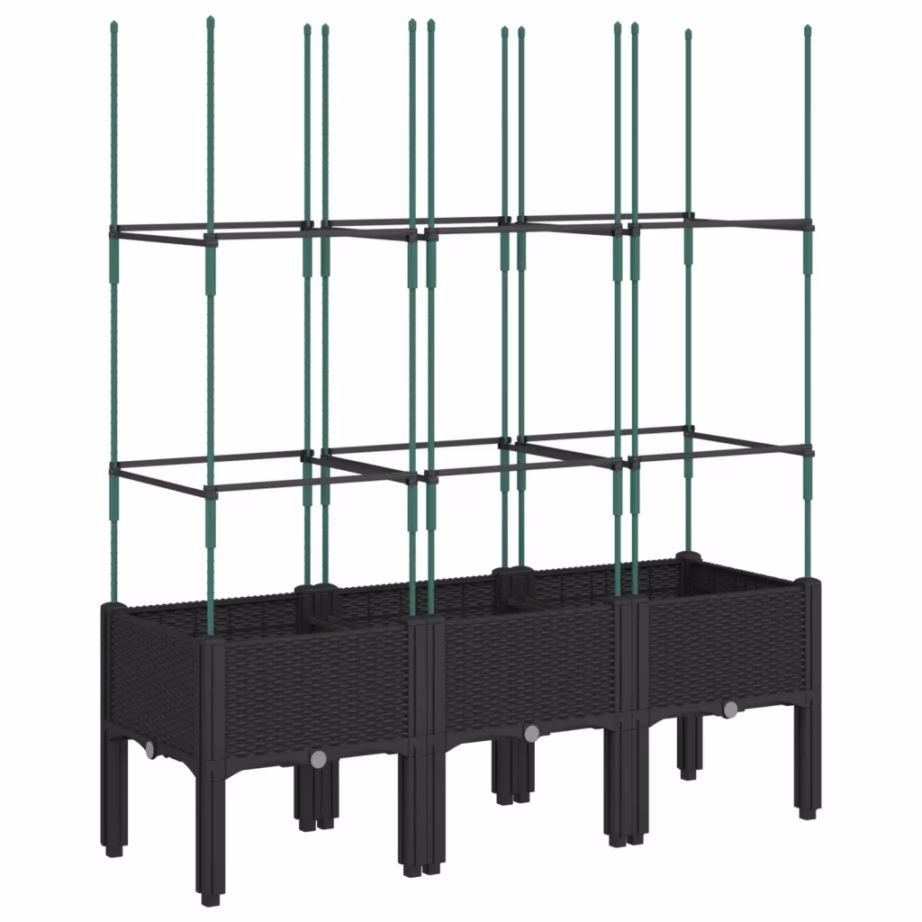 Võrega taimekast ronitaimedele, must PP, 120 x 40 x 142,5 cm – 2