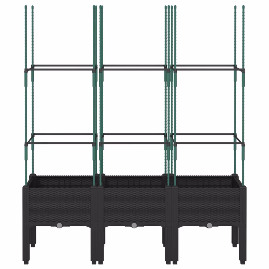 Võrega taimekast ronitaimedele, must PP, 120 x 40 x 142,5 cm – 3