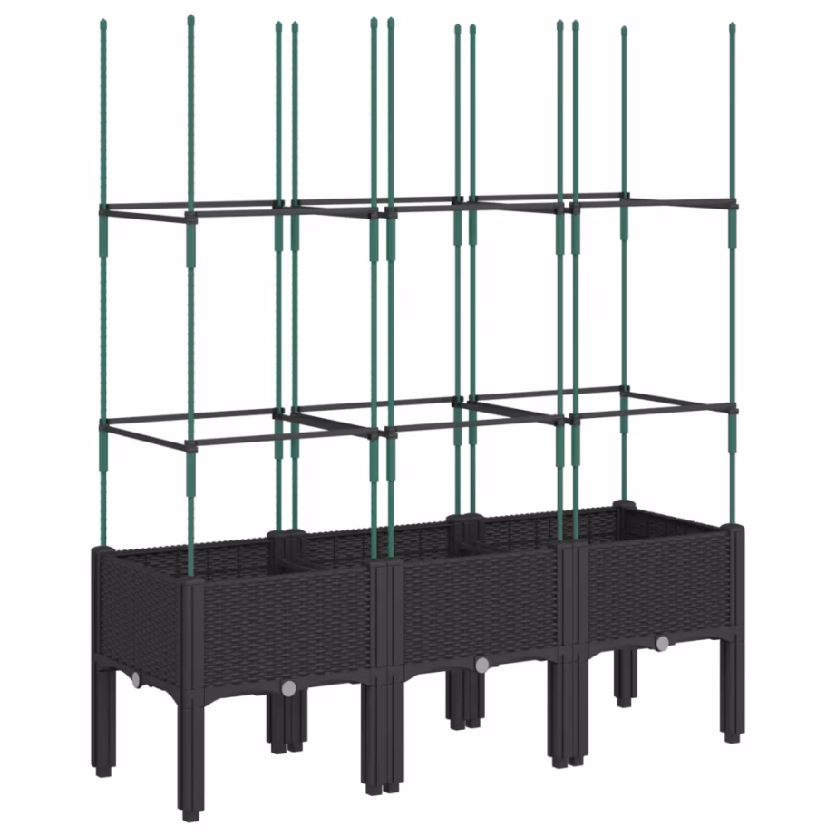 Võrega taimekast ronitaimedele, must PP, 120 x 40 x 142,5 cm – 5
