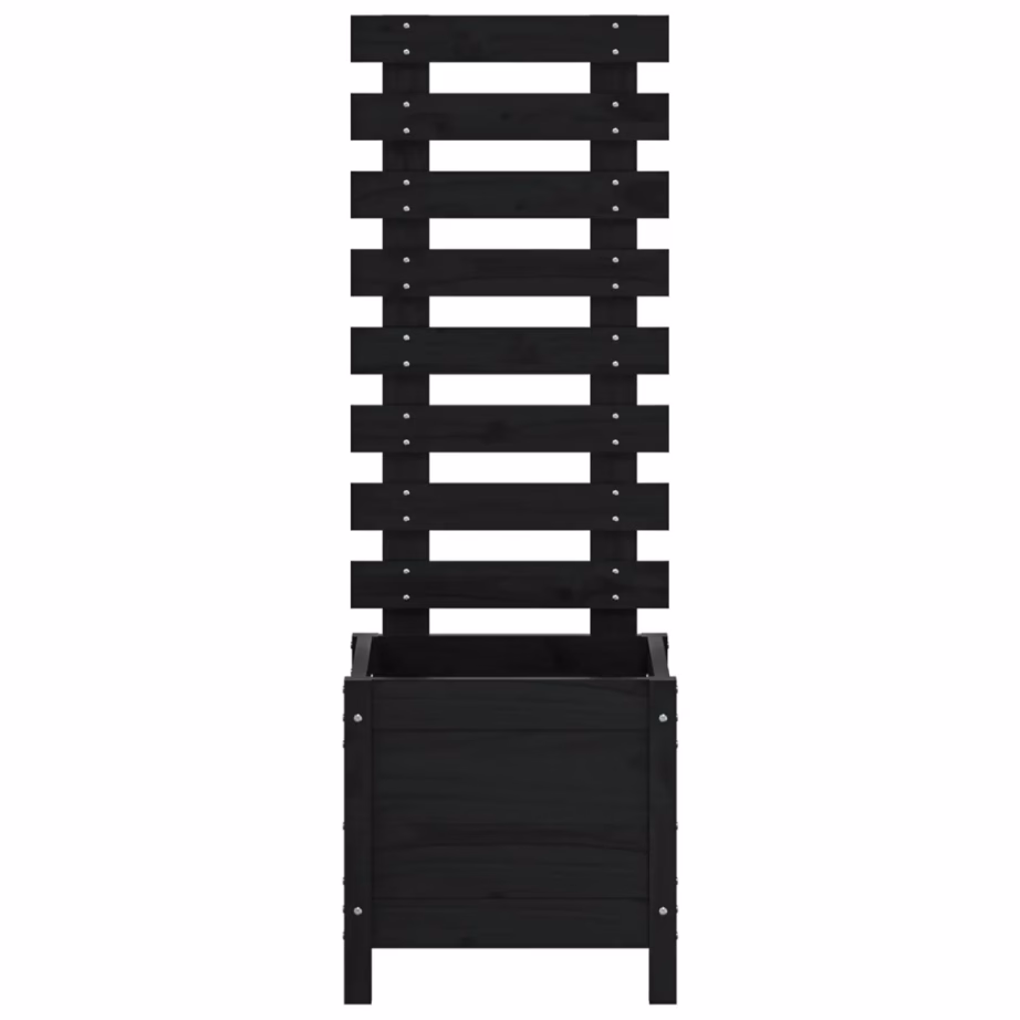 Võrega taimekast, must täismännipuidust, 39 x 39,5 x 114 cm – 5