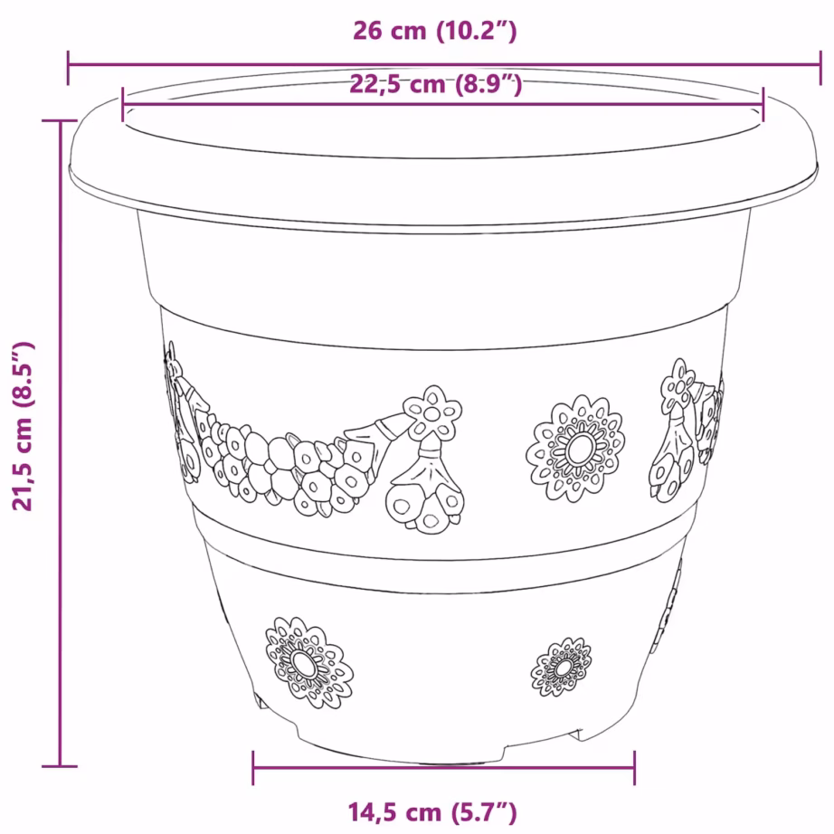Mustad plastist taimepotid drenaažiavadega, 24 tk, Ø 26 x 21,5 cm – 11