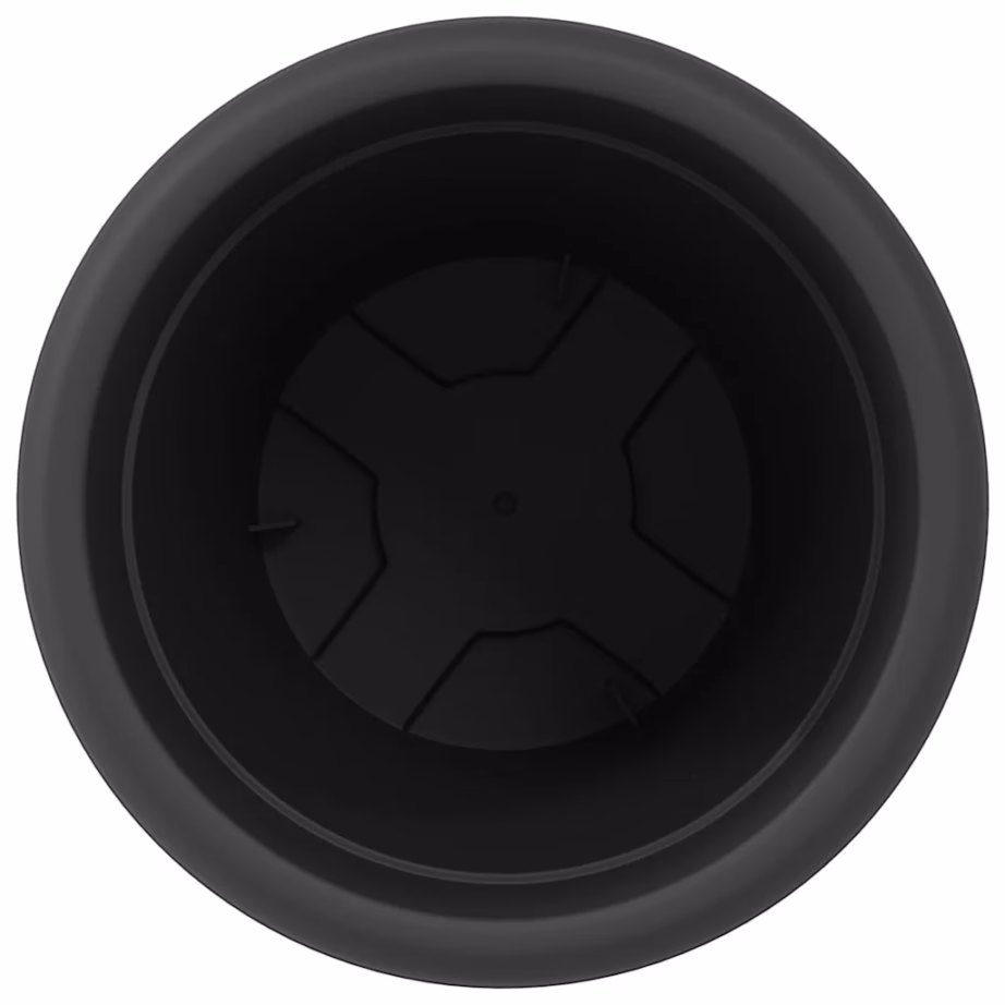 Ümmargused plastlillepotid äravooluavadega, 24 tk, must, Ø 26 x 21,5 cm – 6