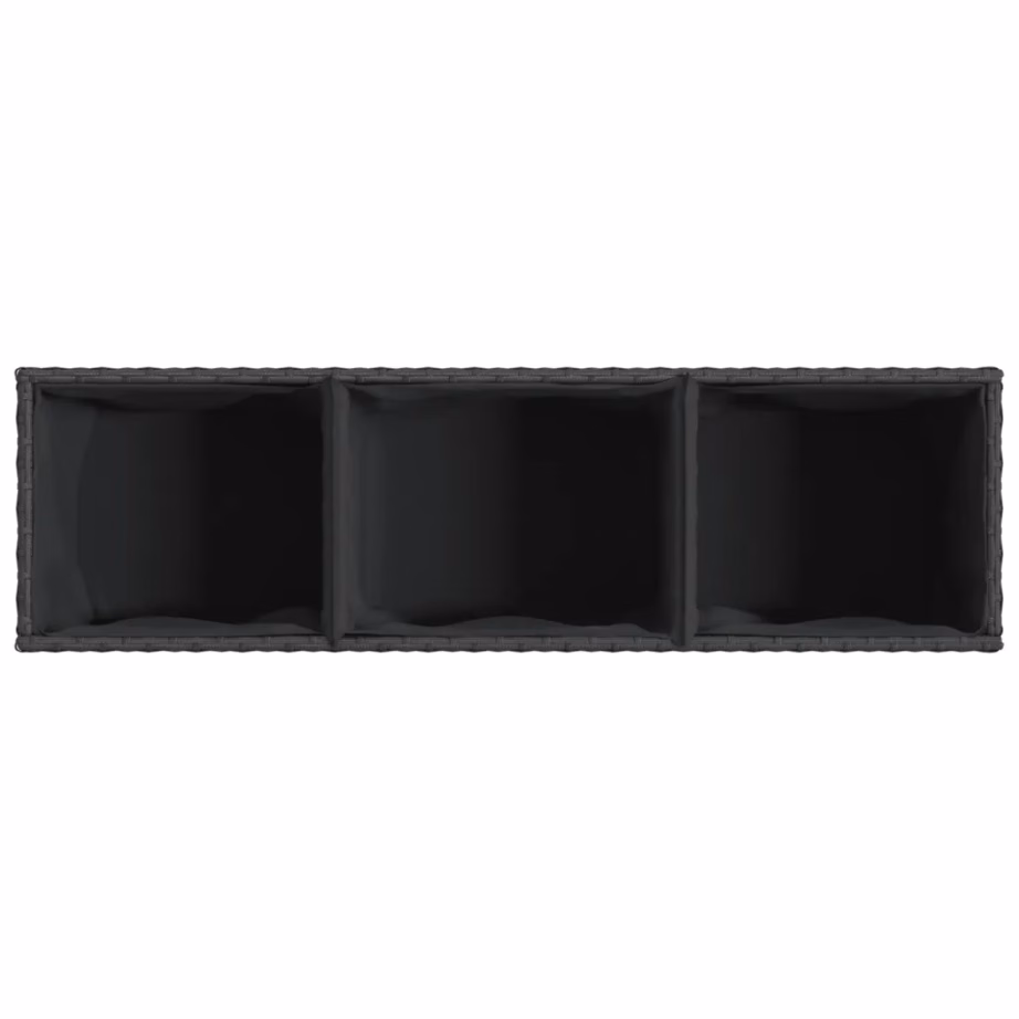 Mustad polürotangist taimekastid 3 sisepotiga, 2 tk, pulbervärvitud terasraam, 105 x 30 x 32 cm – 9