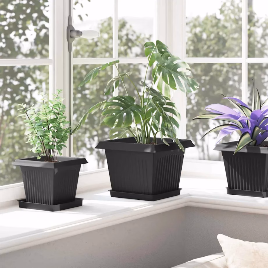 Ruutlillepotid, 24 tk, must plastmass, 23 x 23 x 17,5 cm – 4