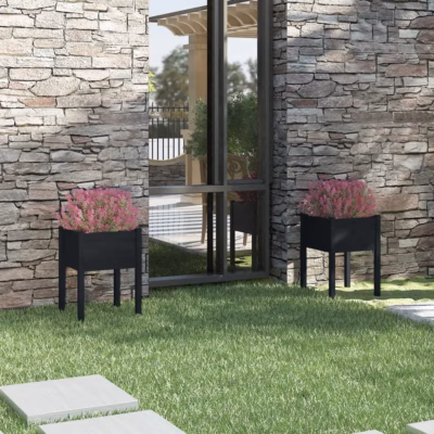 Aia taimekastid 2 tk, mustad männipuidust, 50 x 50 x 70 cm