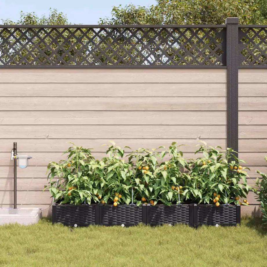 Aia istutuskastid kastmissüsteemiga, 4 tk, must teras, 160 x 40 x 22 cm – 3