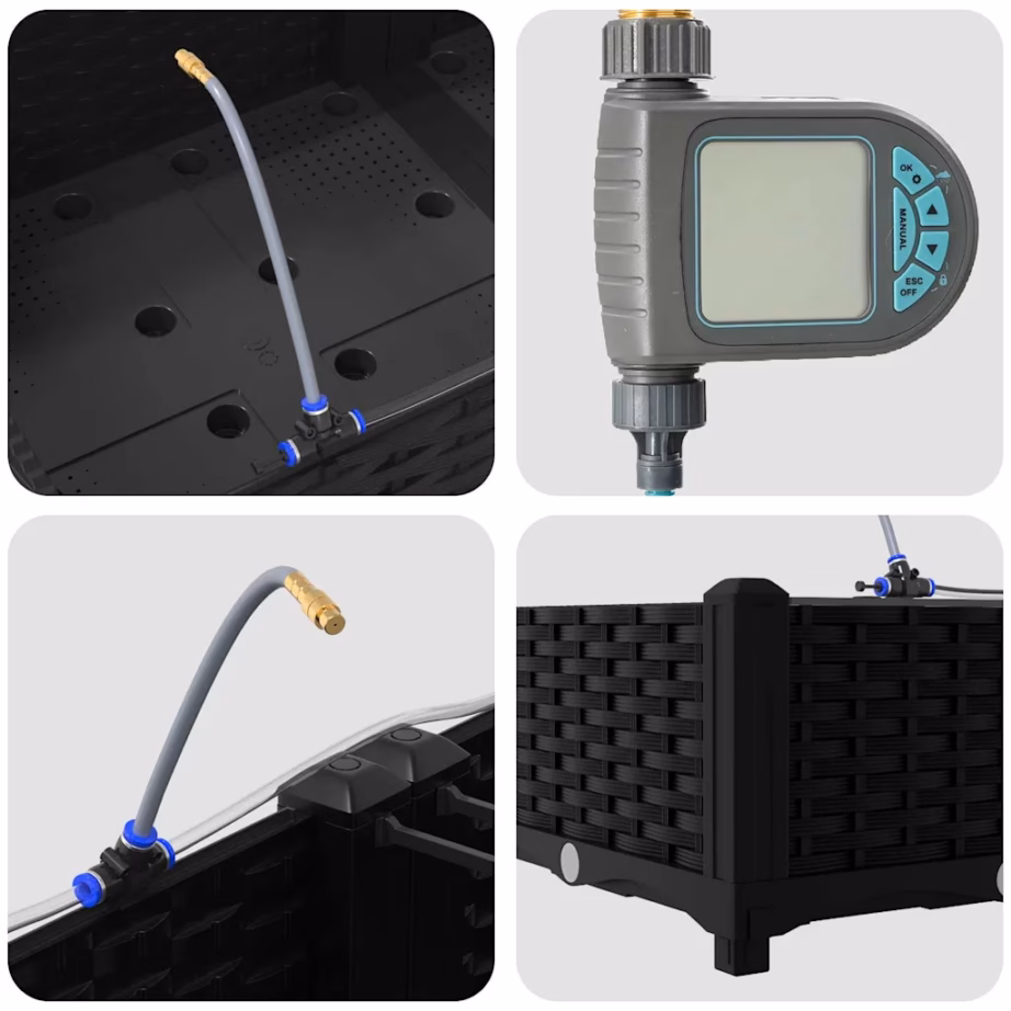 Aia istutuskastid kastmissüsteemiga, 4 tk, must teras, 160 x 40 x 22 cm – 9