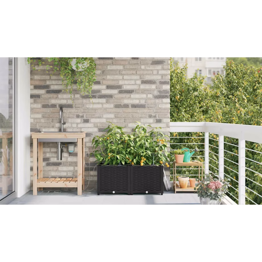 Aia istutuskastid kastmissüsteemiga, 2 tk, must teras, 80 x 40 x 37,5 cm – 4