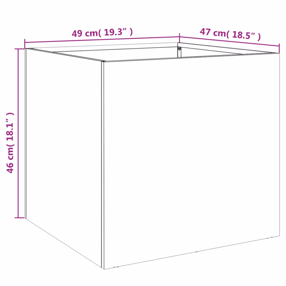 Mustad taimekastid külmvaltsitud terasest, 2 tk, 49 x 47 x 46 cm – 11