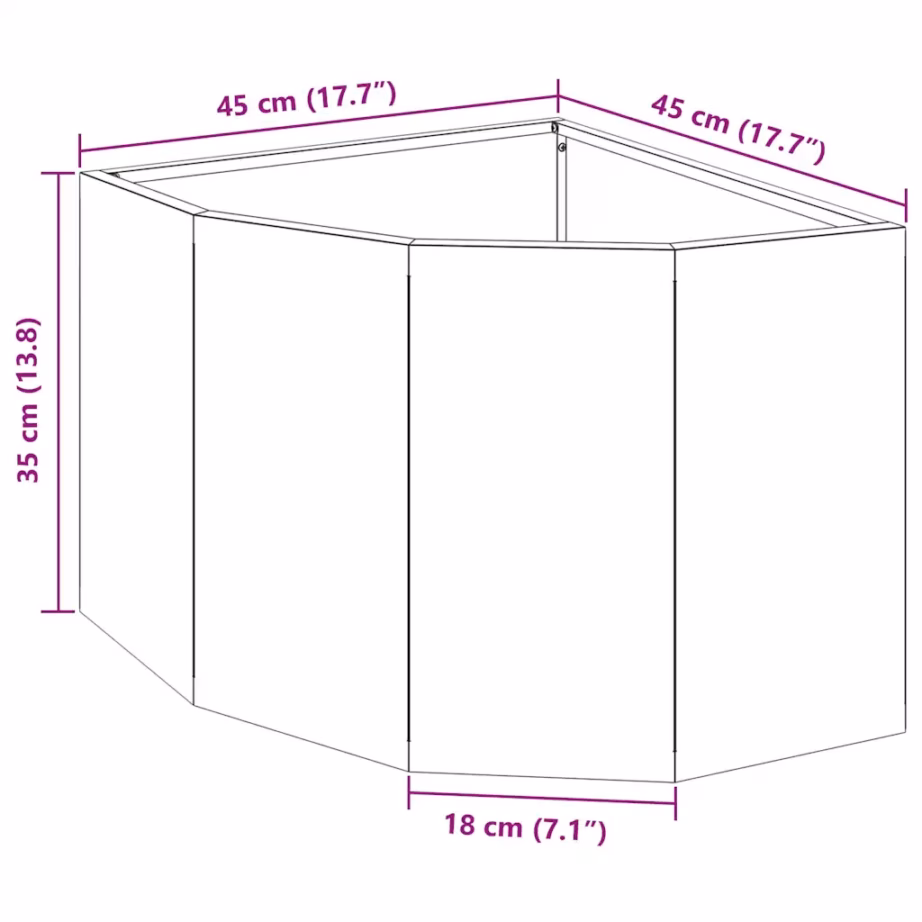 Nurga istutuskast oliiviroheline teras, 45 x 45 x 35 cm – 12