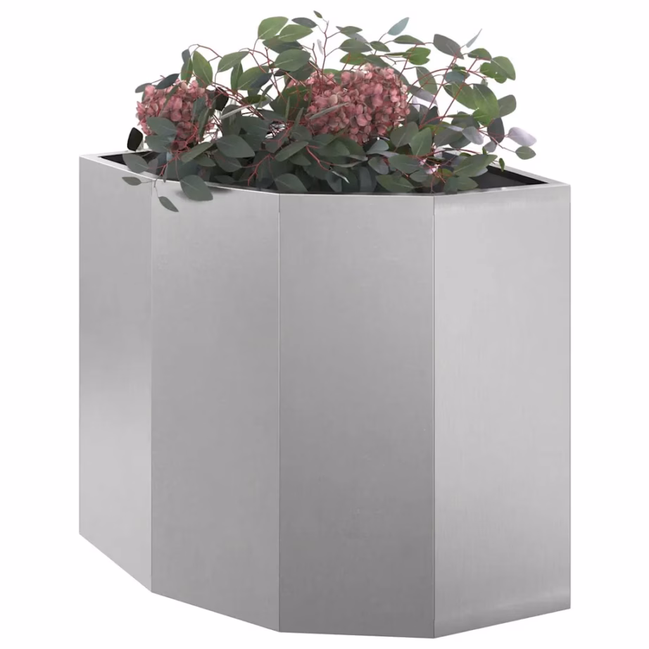 Nurga istutuskast roostevabast terasest, hõbedane, 45 x 45 x 50 cm – 3