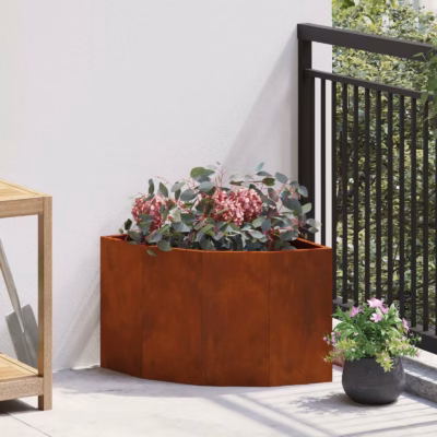 Nurga istutuskast roostevärvi kulunud terasest, 45 x 45 x 35 cm