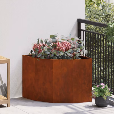 Nurga istutuskast roostevärvi terasest, 60 x 60 x 50 cm