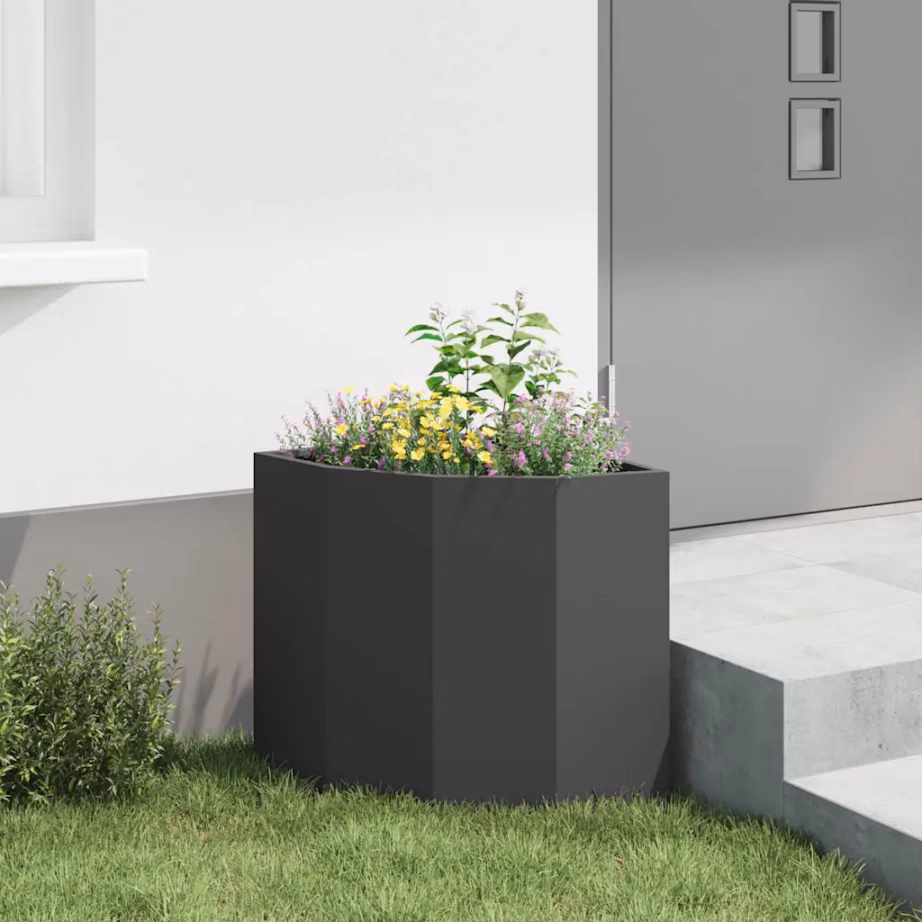 Nurga taimekast mustast terasest, 45 x 45 x 50 cm – 4