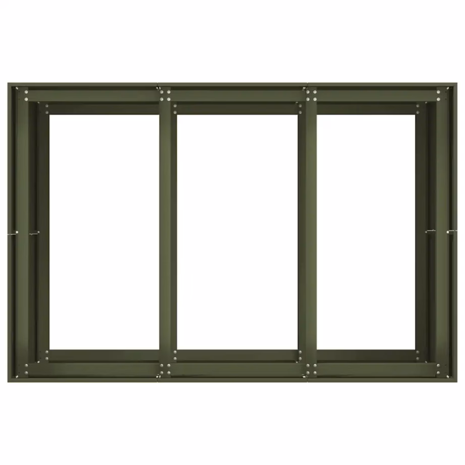 Oliiviroheline aia taimekast, külmvaltsitud teras, avatud põhjaga, 120 x 80 x 80 cm – 5