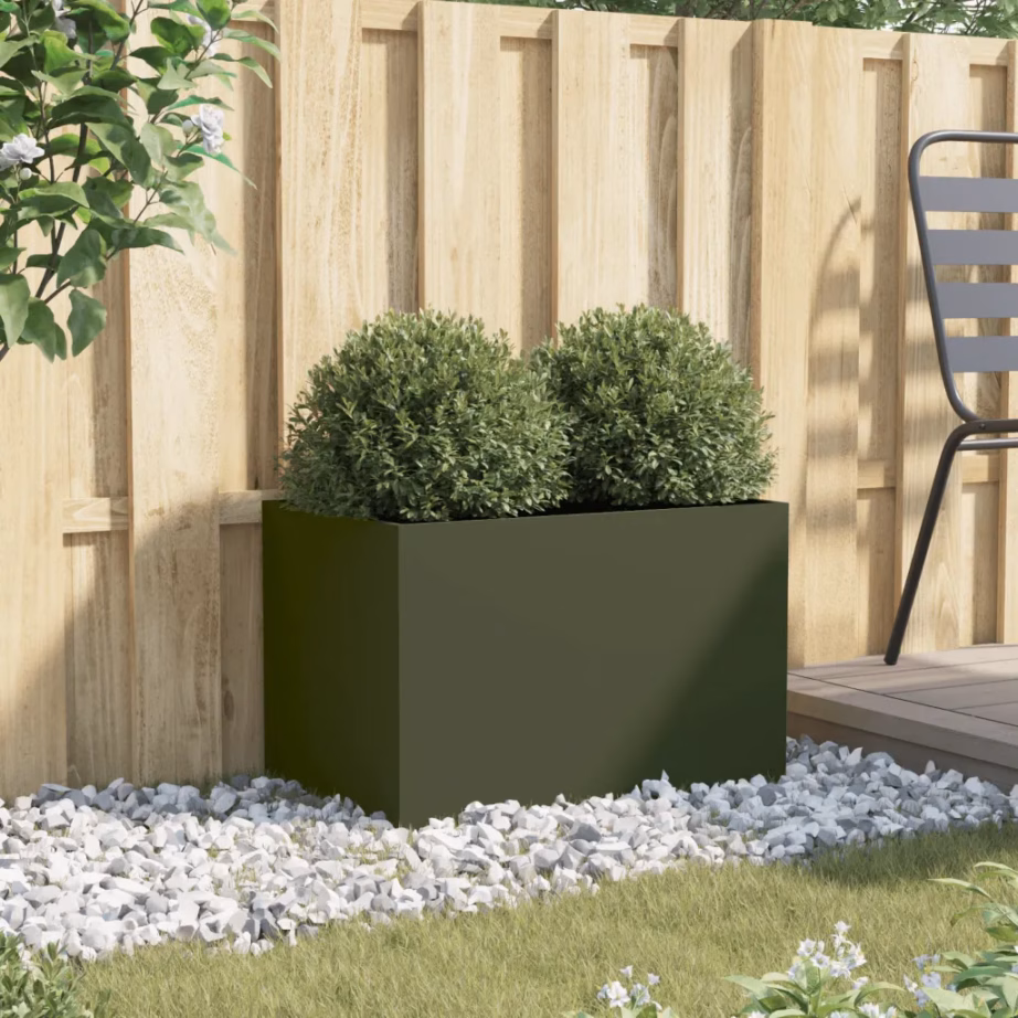 Oliiviroheline aia taimekast külmvaltsitud terasest, 62 x 40 x 39 cm – 3