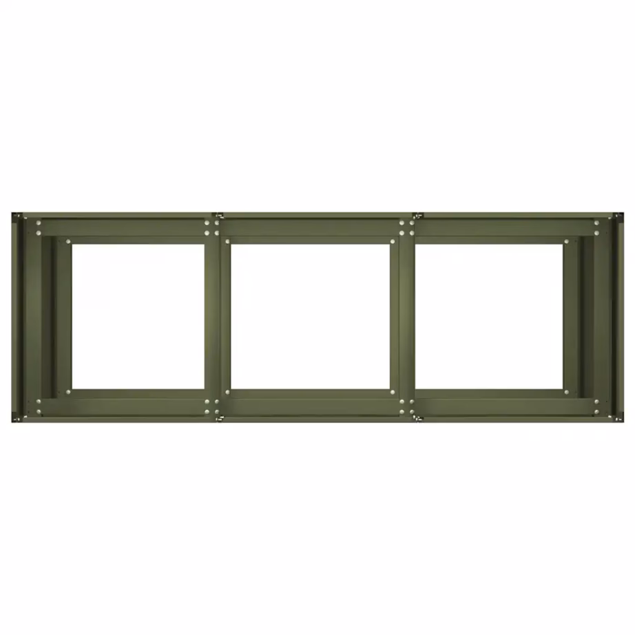 Oliiviroheline külmvaltsitud terasest taimekast, avatud põhjaga, 120 x 40 x 80 cm – 5