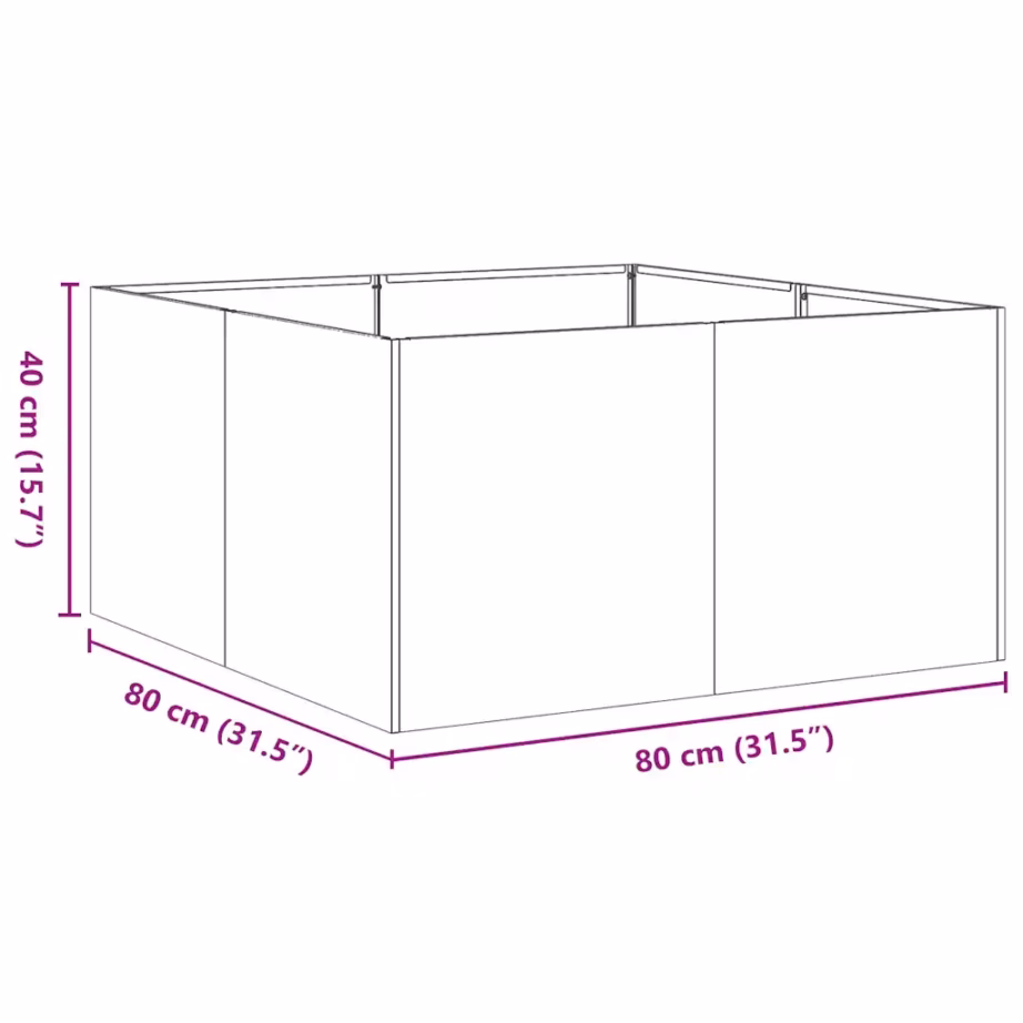 Oliiviroheline metallist taimekast avatud põhjaga, 80 x 80 x 40 cm – 9