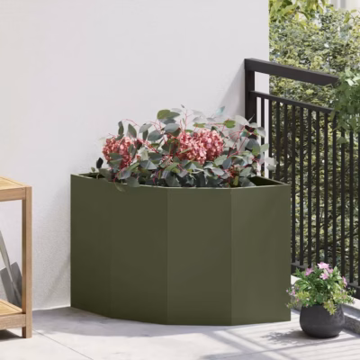 Oliiviroheline nurgaaiakast terasest, 60 x 60 x 50 cm