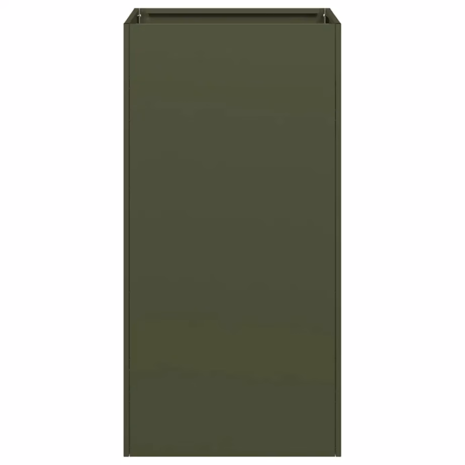 Kõrge oliiviroheline taimekast külmvaltsitud terasest 40 x 40 x 80 cm – 4