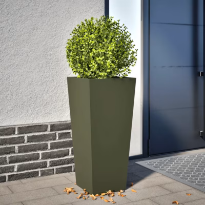 Oliiviroheline aia taimekast põhjaga, külmvaltsitud teras, 35 x 35 x 75 cm