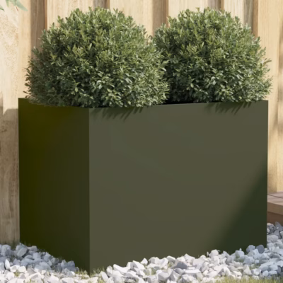 Oliiviroheline aia taimekast külmvaltsitud terasest, 62 x 47 x 46 cm