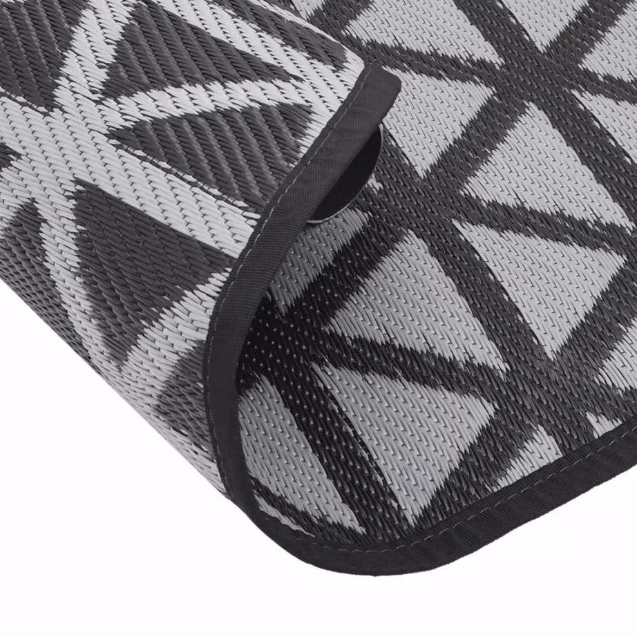 Ümmargune õuevaip ARAKIL, must jacquard-mustriga, polüpropüleen, Ø 160 cm – 5