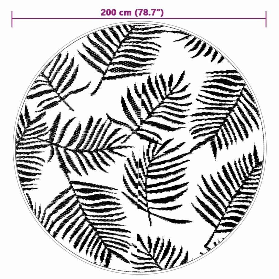 Ümberpööratav õuevaip ARAKIL, valge ja must, Ø 200 cm, polüpropüleen – 6