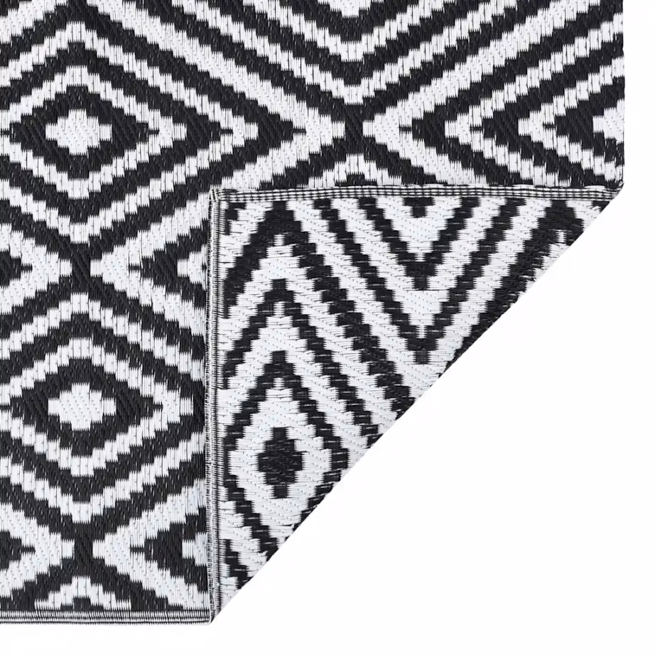 Õuevaip ARAKIL jacquard-mustriga, valge ja must, 190 x 290 cm, polüpropüleen – 5