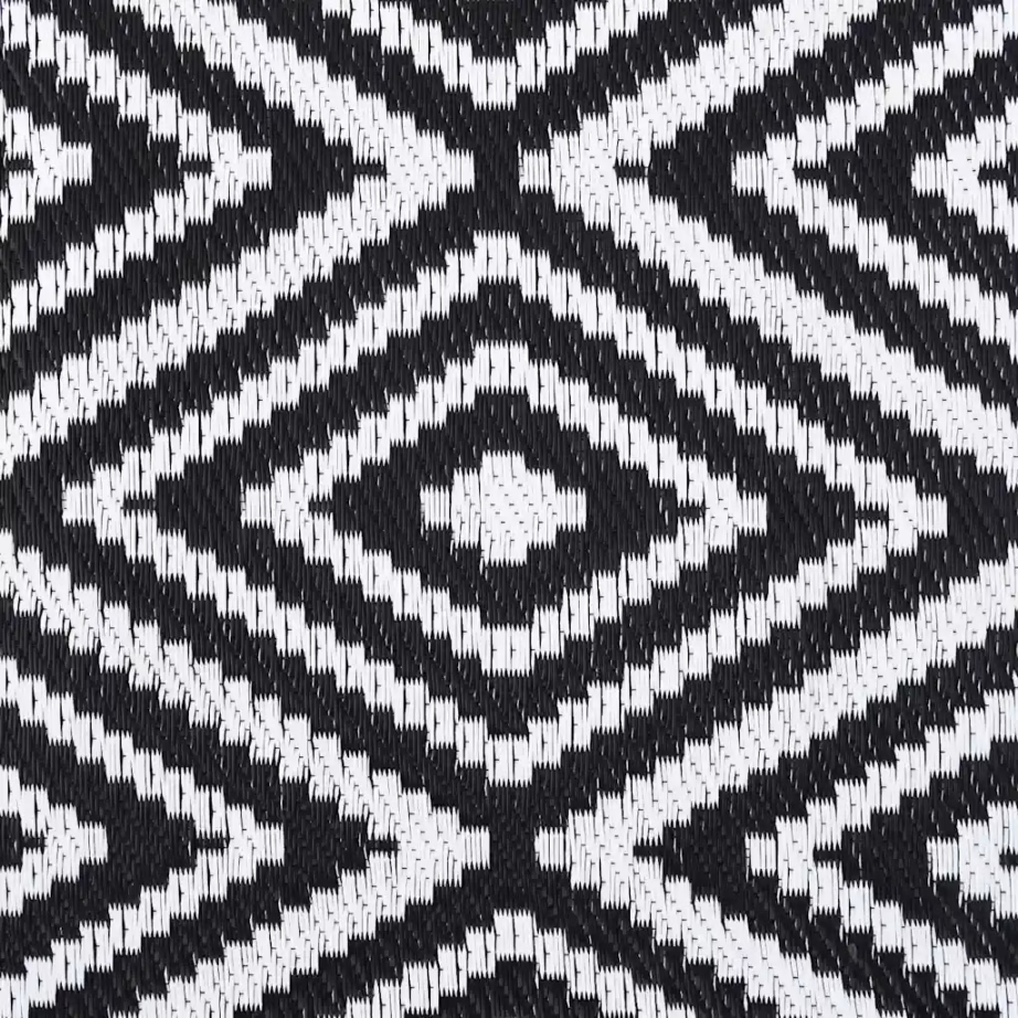 Õuevaip ARAKIL jacquard-mustriga, valge ja must, 190 x 290 cm, polüpropüleen – 6